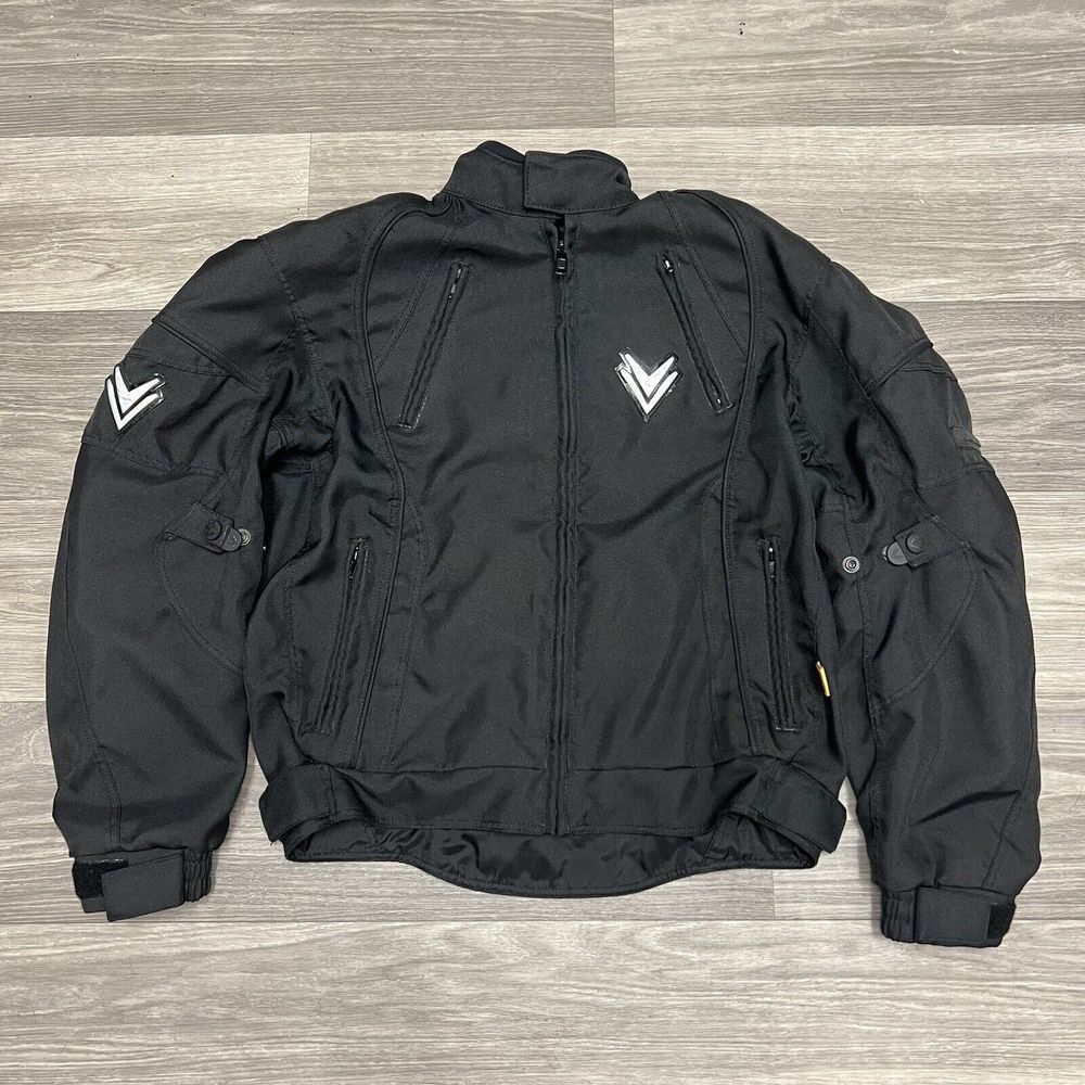 Frank Thomas Motorcycle Jacket Mens Medium Black Armored Padded Full Zip Biker